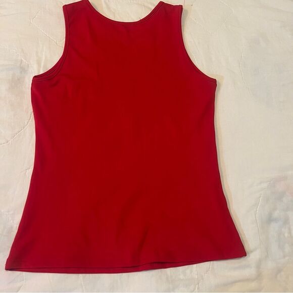 Vibrant Red Tank Top with Pocket and Crew Neck Women's Large - Picture 5 of 8